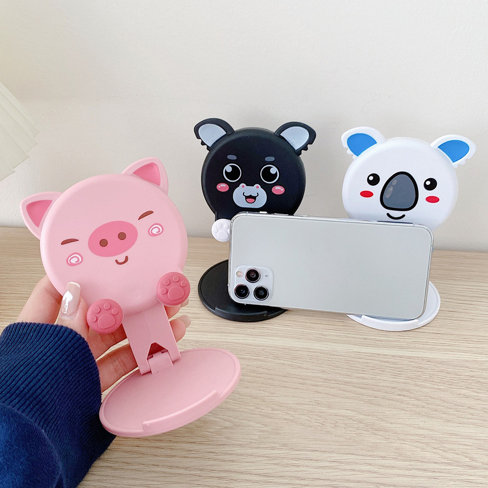 Tablet Accessories Online - かわいい動物デスクトップ電話スタンド折りたたみ式調節可能なスマートフォンホルダーデスク携帯電話キックスタンドユニバーサルデスクトップ電話ブラケット