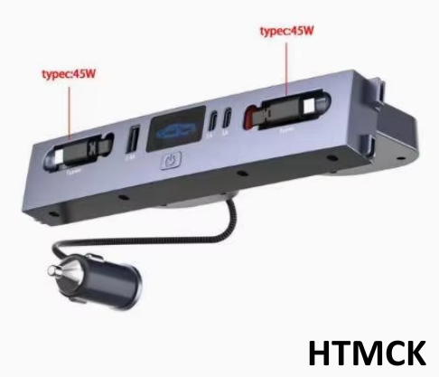 Usb Hub Type C - マルチポートカーチャージャーハブ、デュアル45W Type-C急速充電格納式ケーブル電源アダプター、テスラモデル3 Y対応、車用