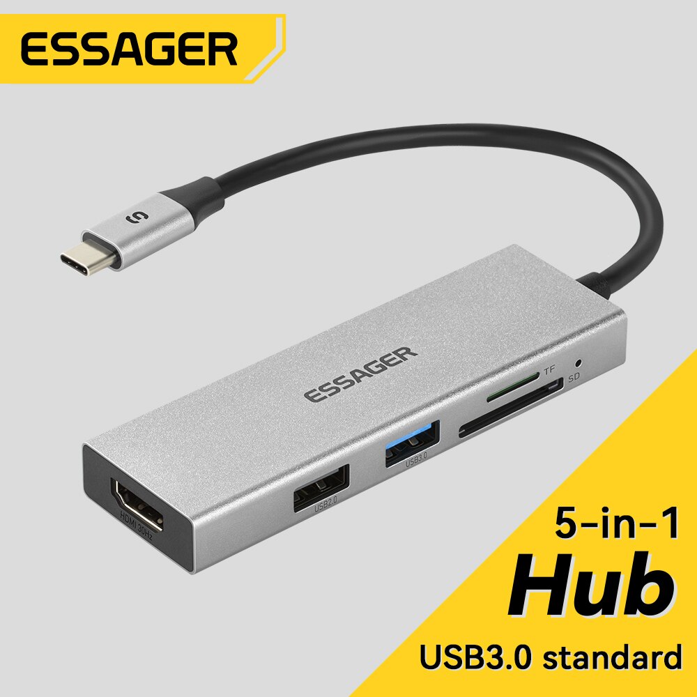 Usb Hub Type C - Essager 5 in 1 USB cハブHDMI-4Kドッキングステーションスプリッター