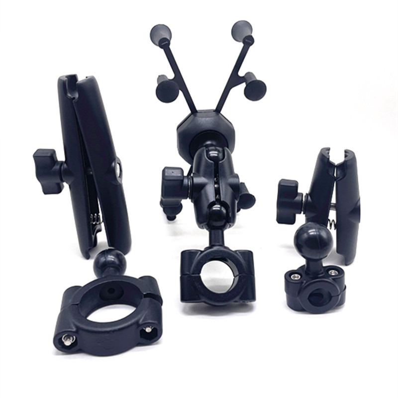 Ram Tablet Accessories - 薄型パイプクランプ付きバイクタブレットホルダーマウント 7～8インチタブレットPC用ダブルソケットアーム Ram Mount対応