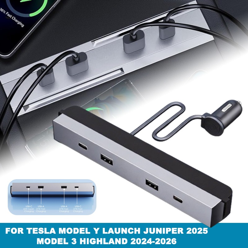 Usb Hub Type C - センターコンソールカーアダプター マルチポート 65W Type-C USBハブ 急速充電