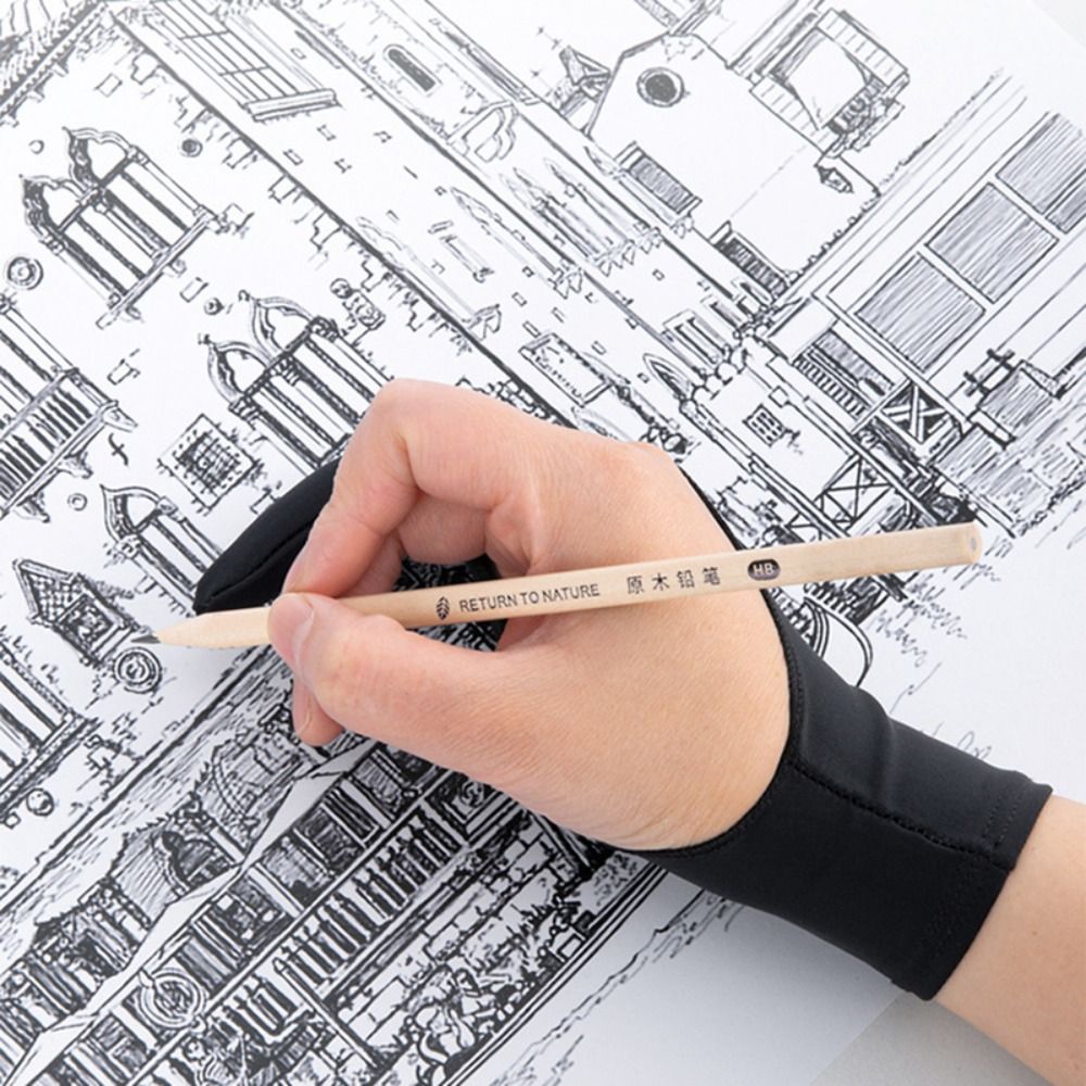Drawing Glove Artist - 1 個シンプルな 1/2 指ペイント手袋アンチタッチ防汚スケッチ手袋汗防止描画手袋手描き