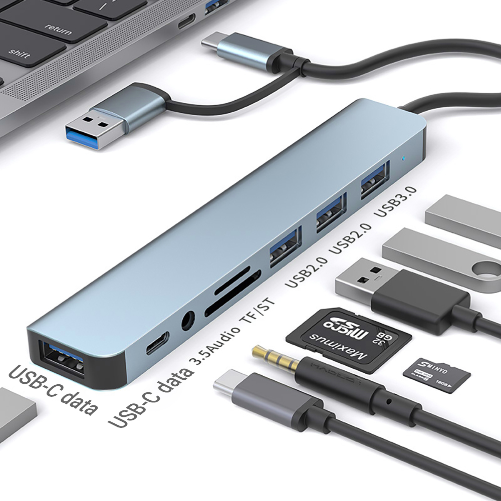 Officeworks Tablet Accessories - 9-in-1 デュアルヘッド USB ドッキングステーション USB-A&USB-C デュアルプラグハブ
