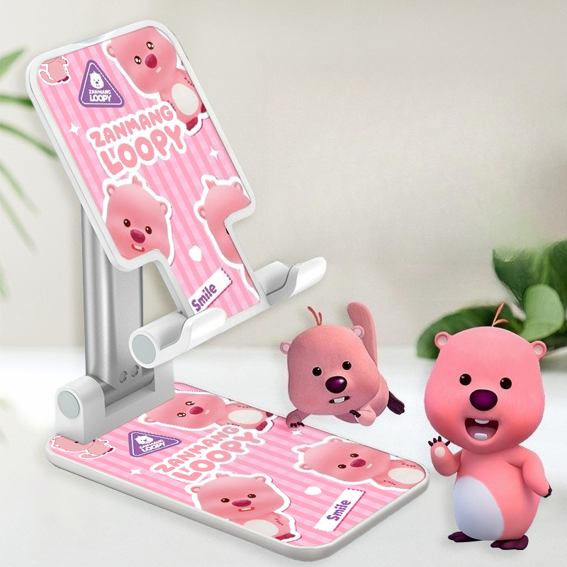 Tablet Accessories Online - 新しいキュートなループ付き多機能プラスチックスタンド、クリエイティブな漫画風折りたたみ式リフトスタンド、iPadタブレット、オンラインコース、デスクトップオーナメント