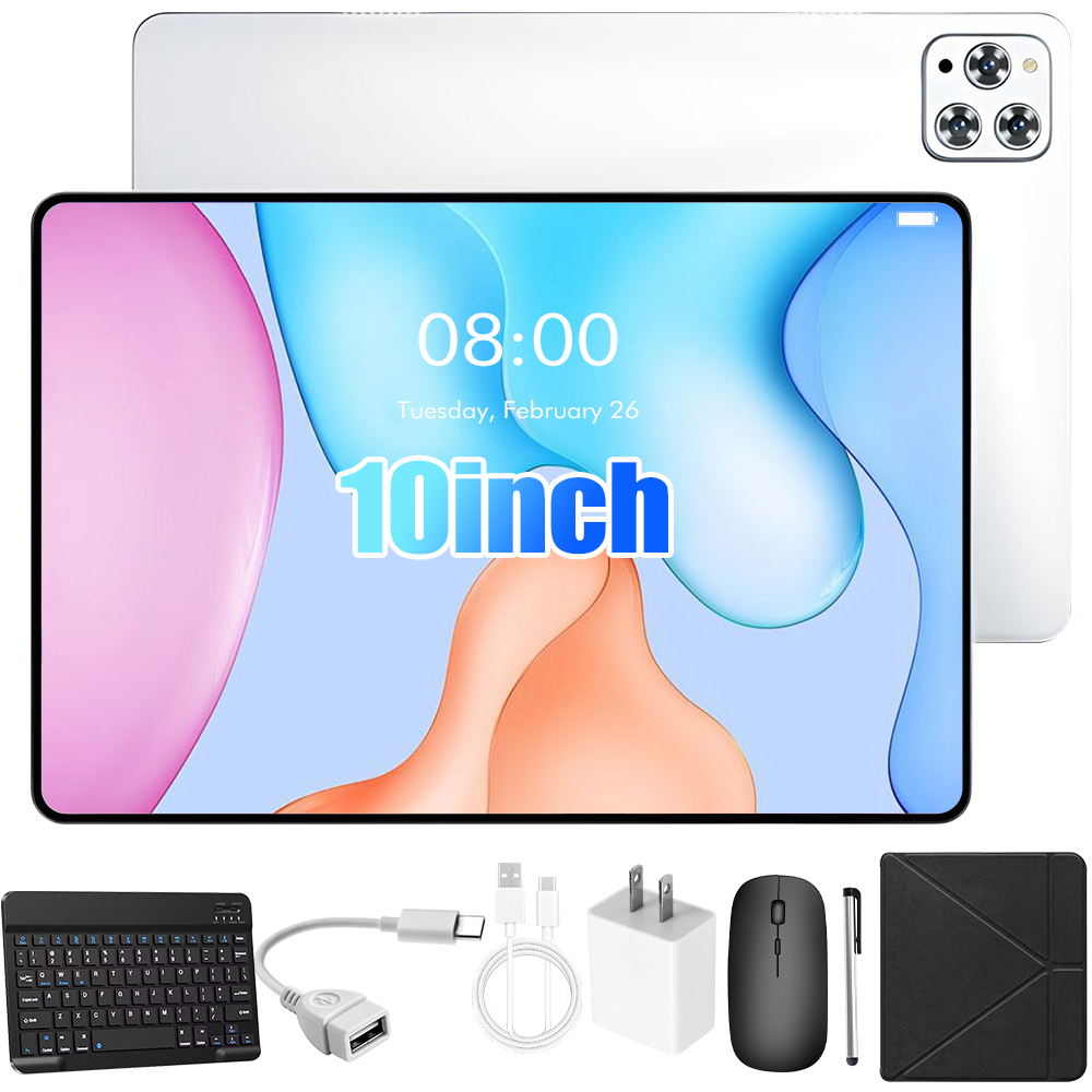Ram Tablet Accessories - 10.1インチAndroid 15タブレット、4GB RAM、64GB ROM、デュアルSIM、IPS 1280*800画面、5MP+13MPカメラ、5000mAhバッテリー、キーボード、マウス、スタイラス、ケース、フルアクセサリー付き