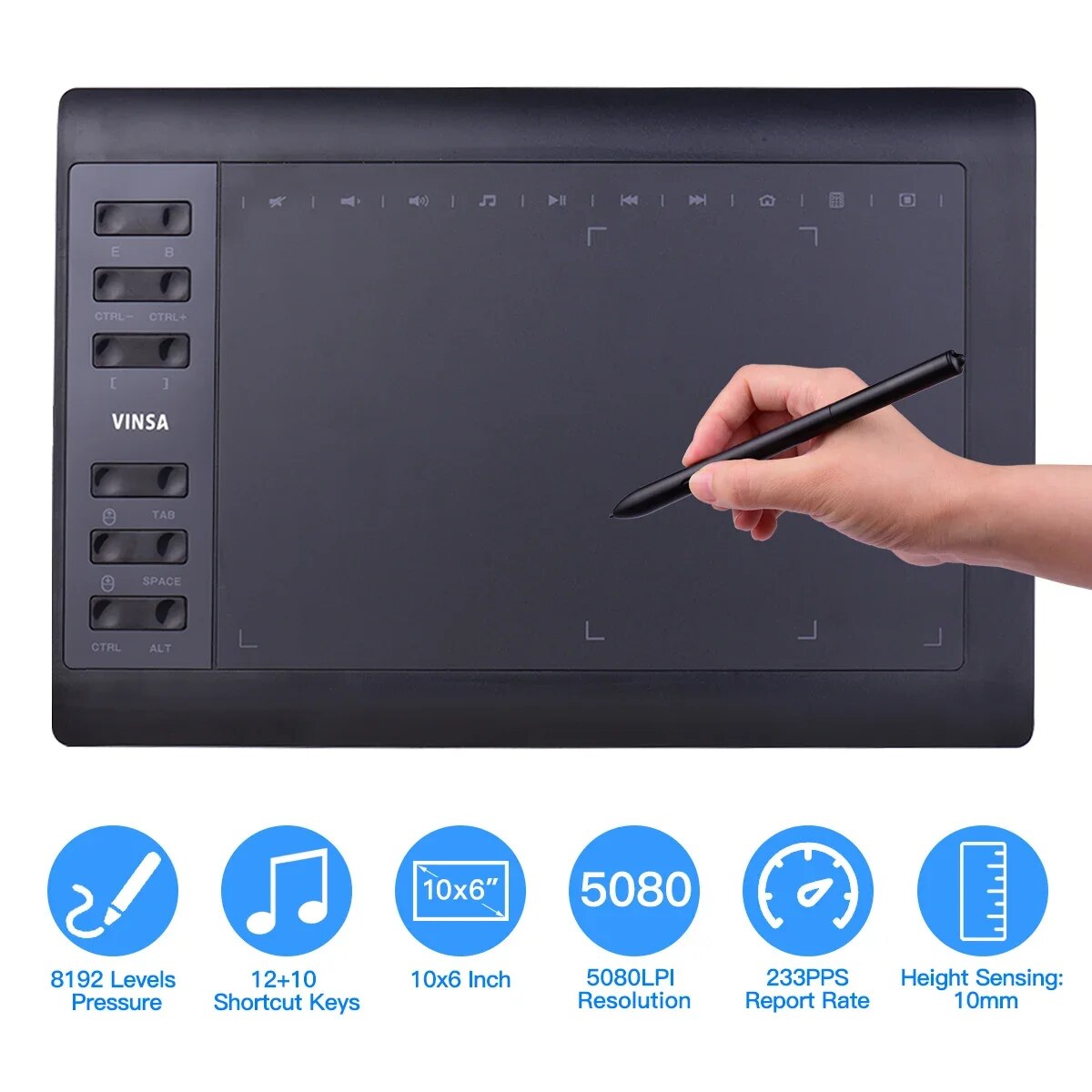 Graphic Tablet Accessories - 10x6 インチプロフェッショナルグラフィック描画タブレット 12 Express キー Windows