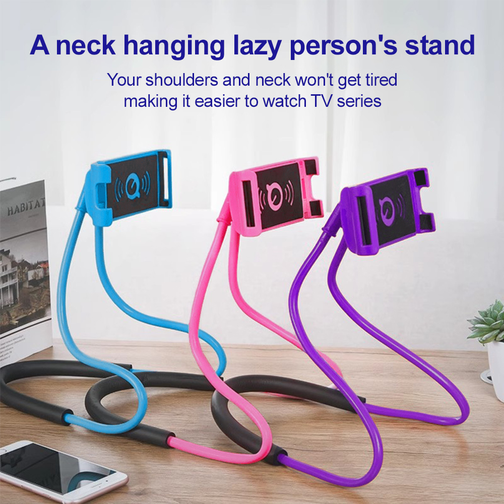 Tablet Accessories Online - 首掛け式怠惰な携帯電話スタンド、フレキシブルグースネック携帯電話ホルダー、360度回転タブレットマウント、ハンズフリー多目的ブラケット