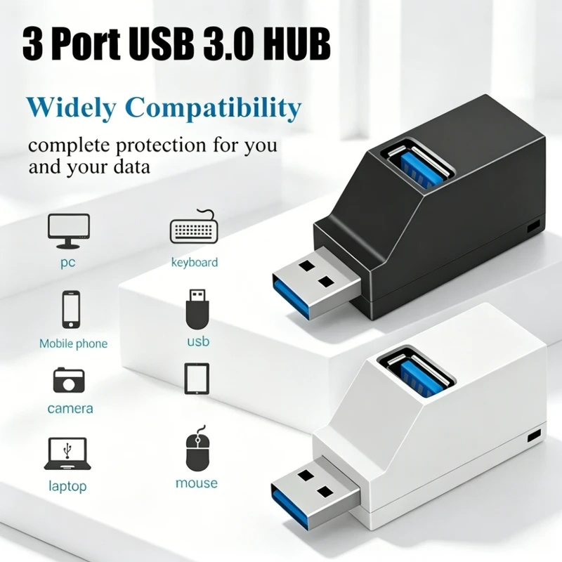 USB 3.0 2.0 回転可能な 3 ポートハブスプリッタ - Tablet With All Accessories のレビューと価格