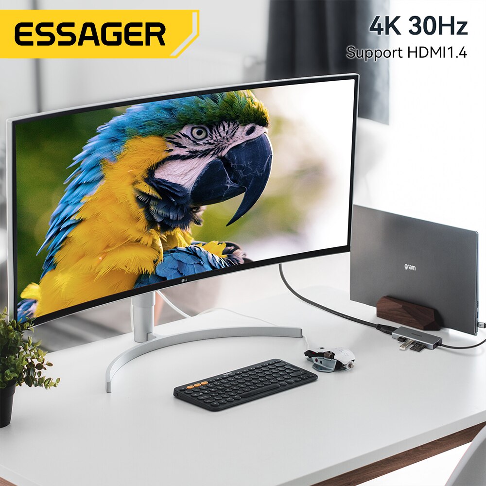 Essager 5 in 1 USB cハブHDMI-4Kド - Usb Hub Type C のレビューと価格