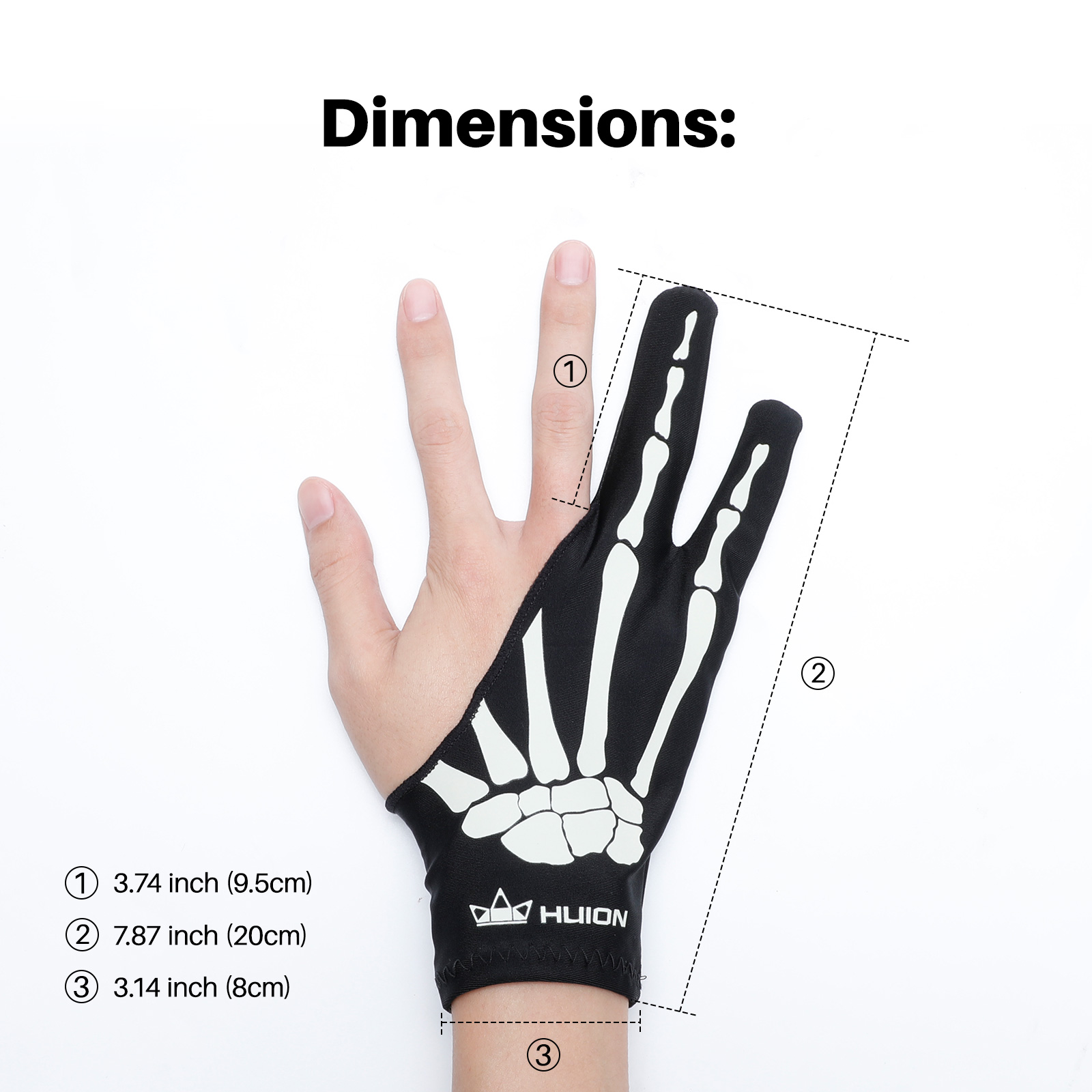 Huion スケルトン グローブ 2 本指防汚アーティスト  - Drawing Glove Artist のレビューと価格