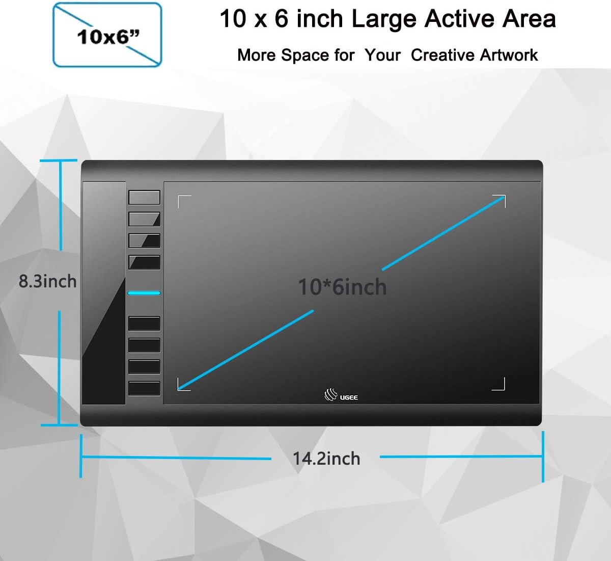 HUGEE M708 10x6インチグラフィックタブレット, - Graphic Tablet Accessories のレビューと価格