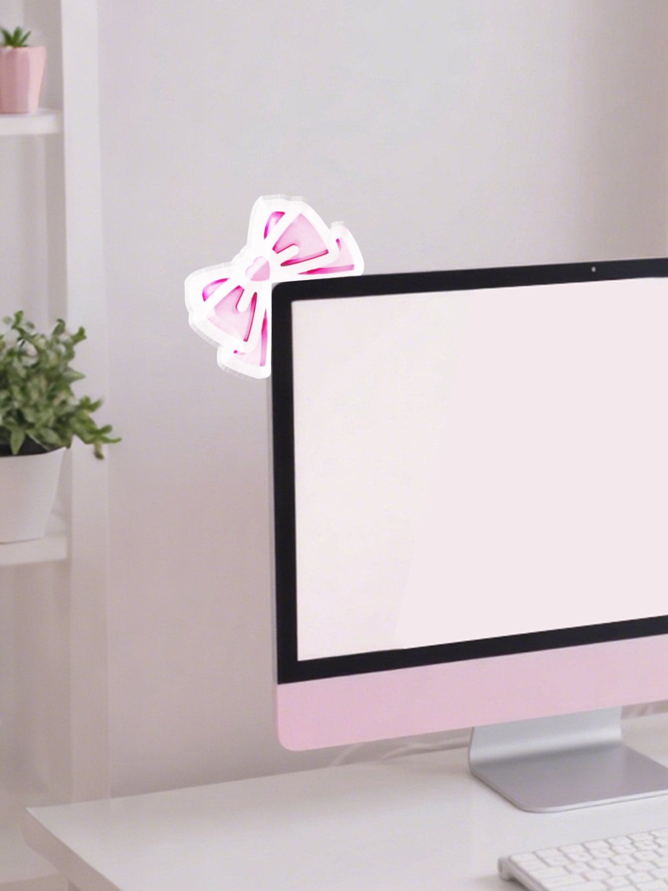 かわいいリボンモニター装飾 ピンクアクリルリボンノットPCア - Tablet With All Accessories のレビューと価格